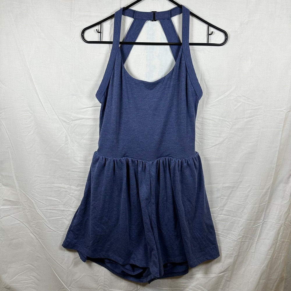 Halara Easy Peezy Blue Open Back Flowy Romper Dress Built In Shorts - Picture 3 of 7